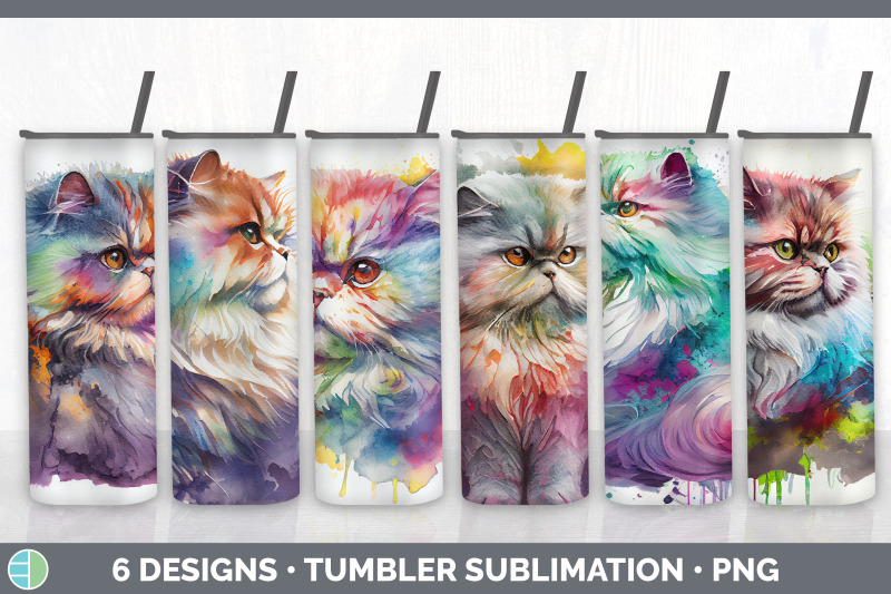 rainbow-persian-cat-tumbler-sublimation-bundle