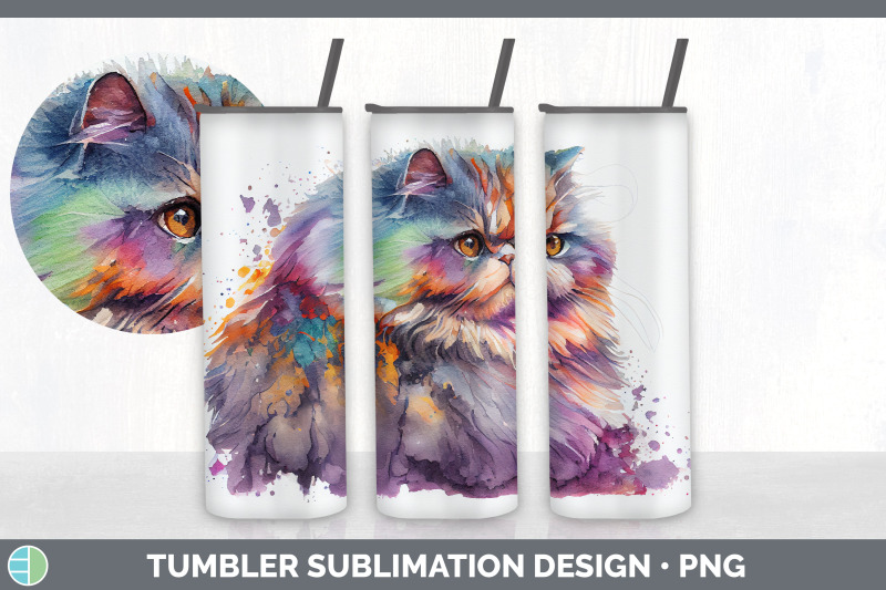 rainbow-persian-cat-tumbler-sublimation-bundle