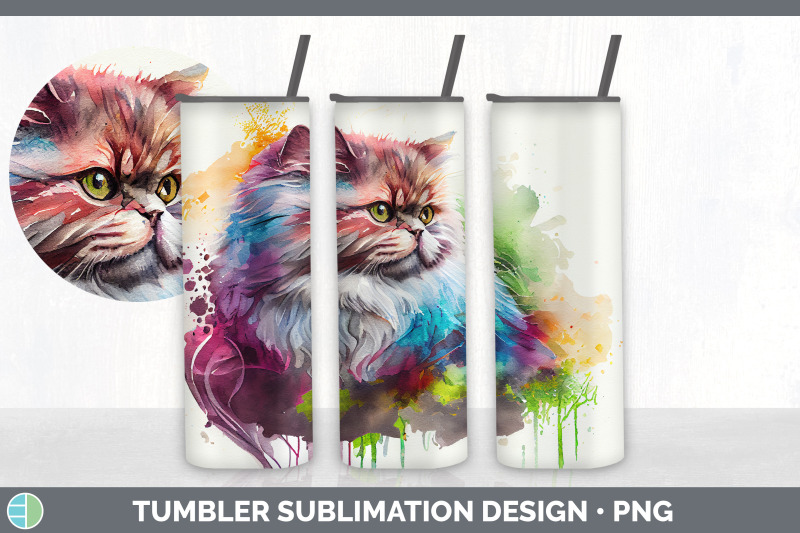 rainbow-persian-cat-tumbler-sublimation-bundle