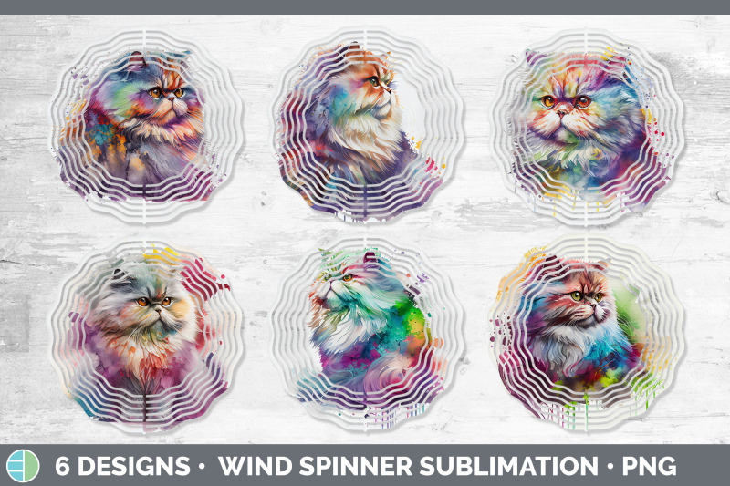 rainbow-persian-cat-wind-spinner-sublimation-designs-bundle