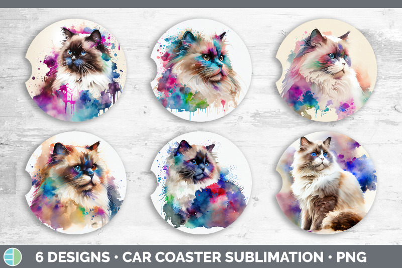 rainbow-ragdoll-cat-car-coaster-sublimation-designs-bundle