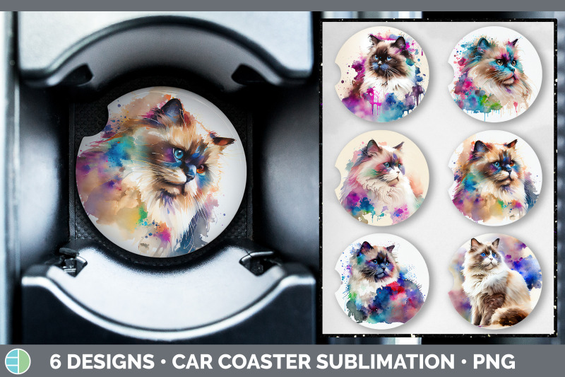 rainbow-ragdoll-cat-car-coaster-sublimation-designs-bundle