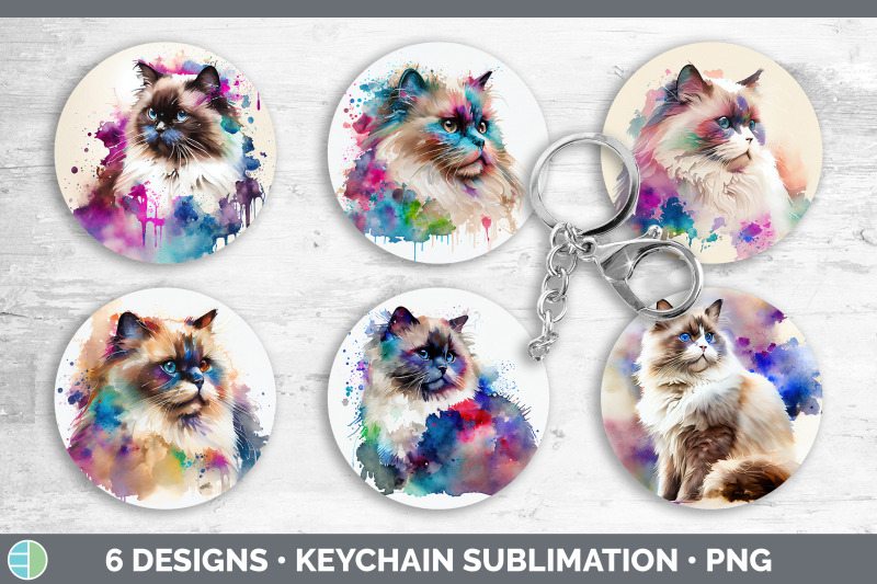 rainbow-ragdoll-cat-keychain-bundle-keyring-sublimation-designs