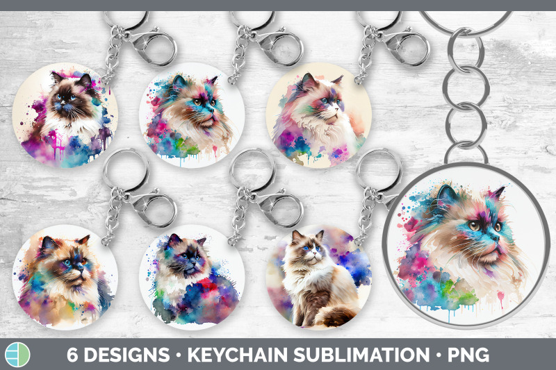 rainbow-ragdoll-cat-keychain-bundle-keyring-sublimation-designs