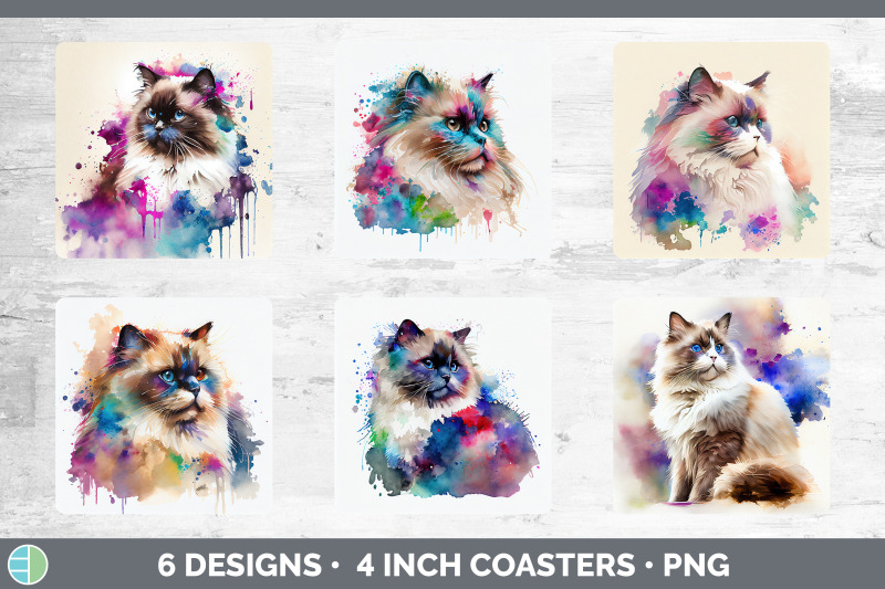 rainbow-ragdoll-cat-square-coaster-sublimation-designs-bundle