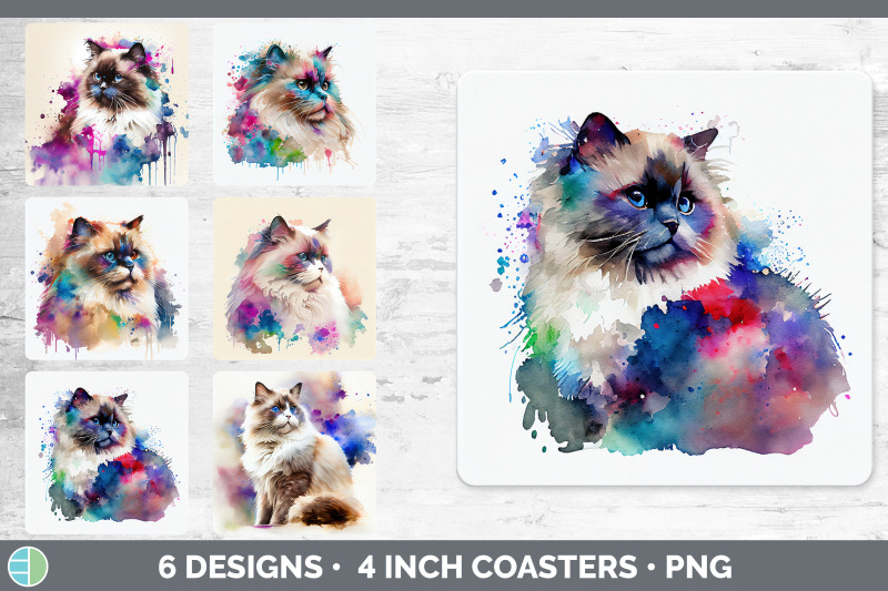 rainbow-ragdoll-cat-square-coaster-sublimation-designs-bundle