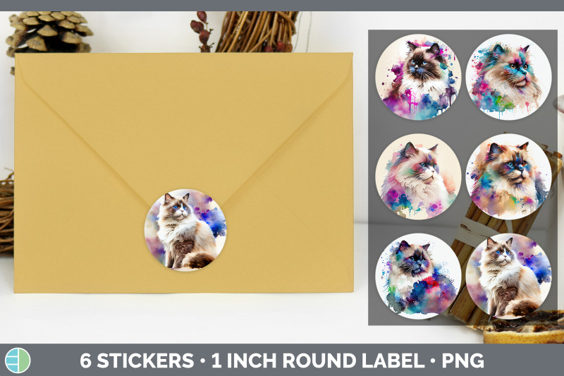 rainbow-ragdoll-cat-stickers-sticker-1in-round-labels-png-designs