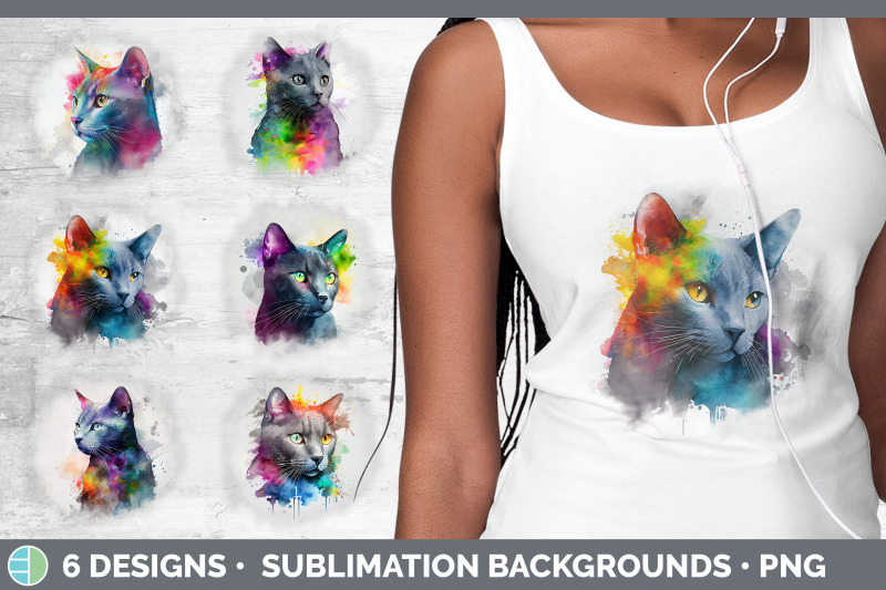 rainbow-russian-blue-cat-background-grunge-sublimation-backgrounds