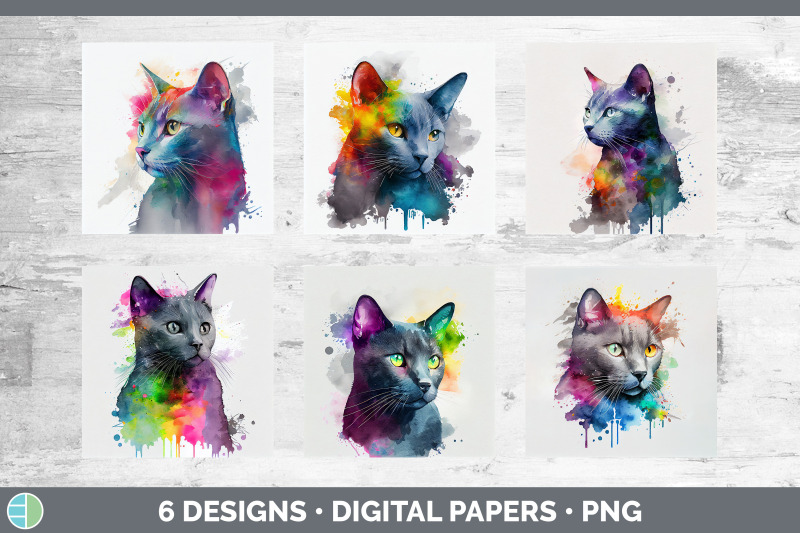 rainbow-russian-blue-cat-backgrounds-digital-scrapbook-papers