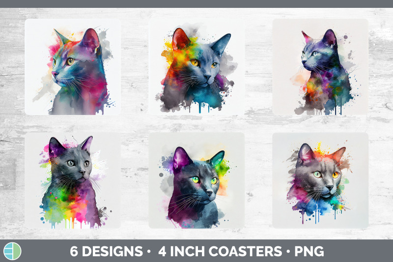 rainbow-russian-blue-cat-square-coaster-sublimation-designs-bundle