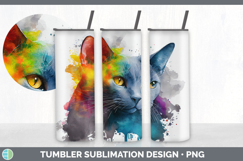 rainbow-russian-blue-cat-tumbler-sublimation-bundle