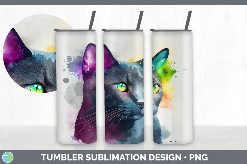 rainbow-russian-blue-cat-tumbler-sublimation-bundle