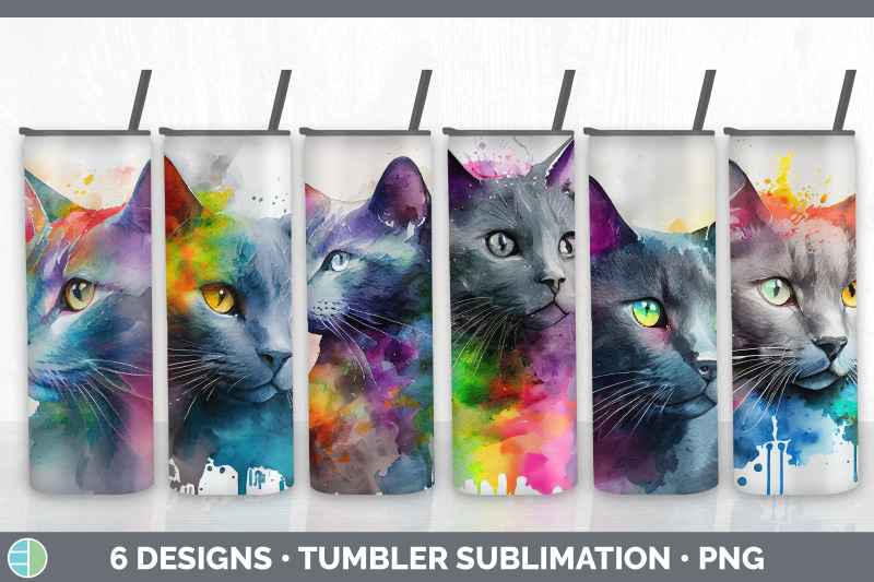 rainbow-russian-blue-cat-tumbler-sublimation-bundle