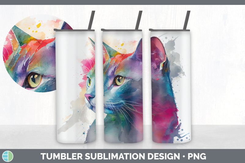 rainbow-russian-blue-cat-tumbler-sublimation-bundle