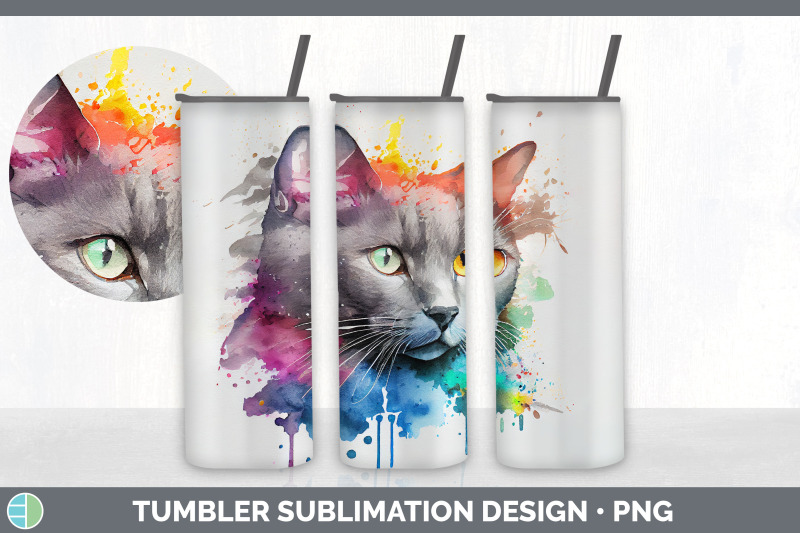 rainbow-russian-blue-cat-tumbler-sublimation-bundle