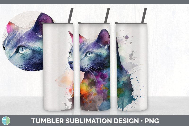 rainbow-russian-blue-cat-tumbler-sublimation-bundle