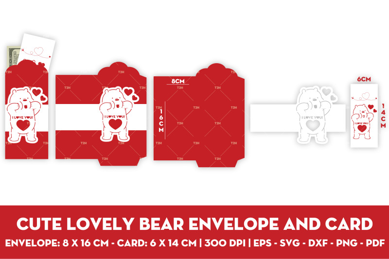 cute-lovely-bear-envelope-and-card-svg