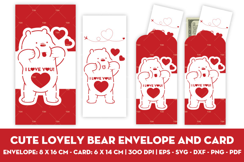 cute-lovely-bear-envelope-and-card-svg