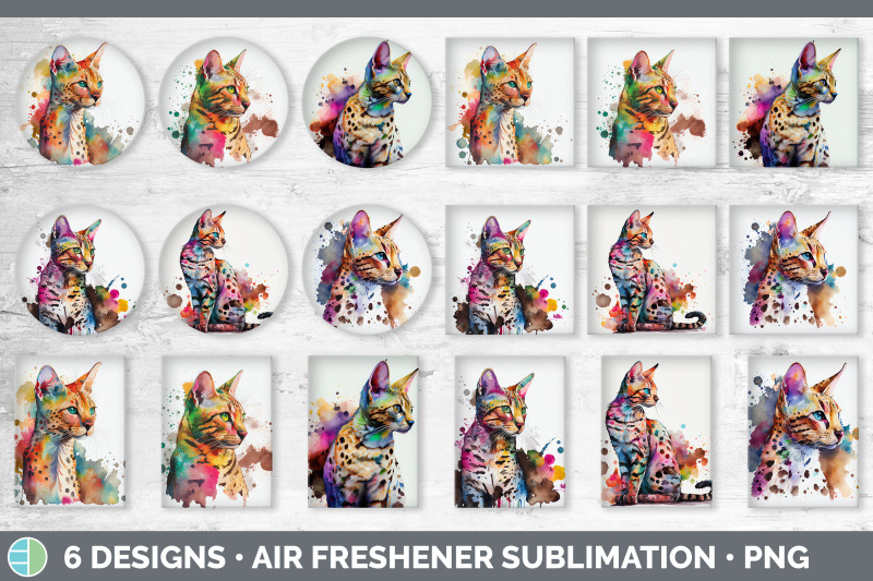 rainbow-savannah-cat-air-freshener-sublimation-designs-bundle