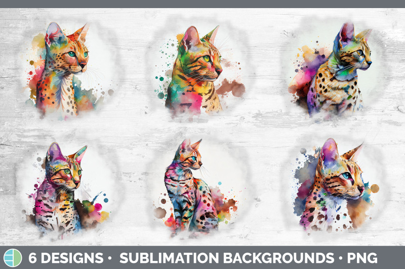 rainbow-savannah-cat-background-grunge-sublimation-backgrounds