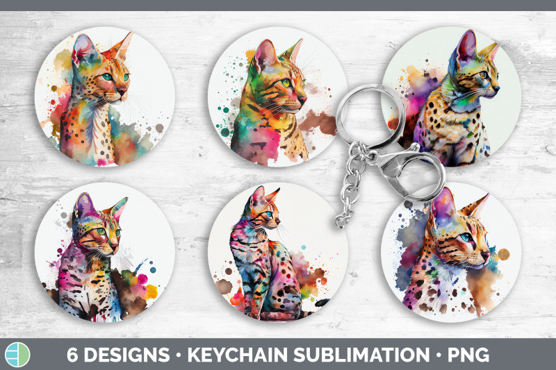 rainbow-savannah-cat-keychain-bundle-keyring-sublimation-designs