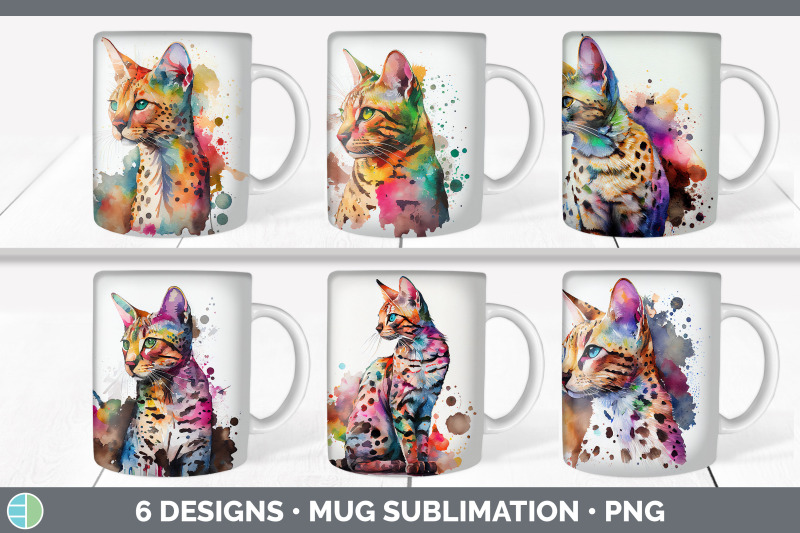 rainbow-savannah-cat-mug-sublimation-coffee-cup-background-png