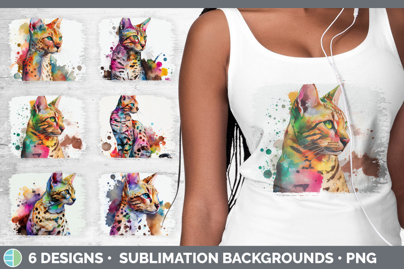rainbow-savannah-cat-distressed-sublimation-background-panel