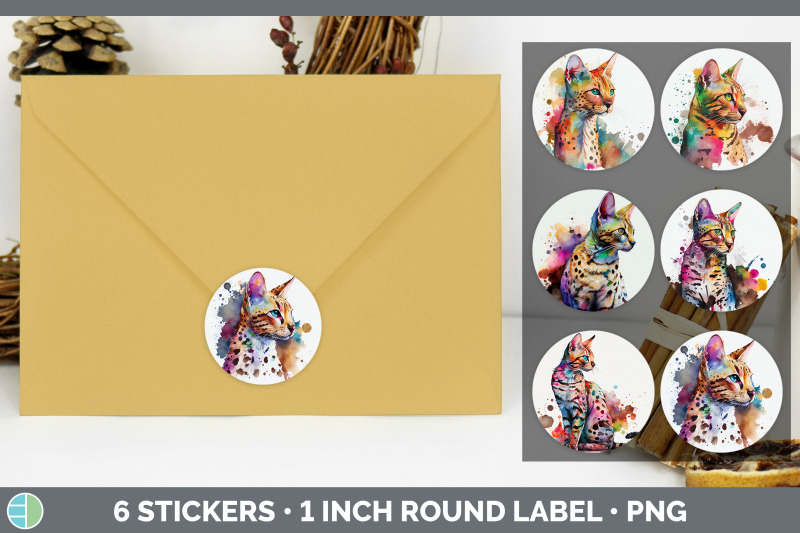 rainbow-savannah-cat-stickers-sticker-1in-round-labels-png-designs