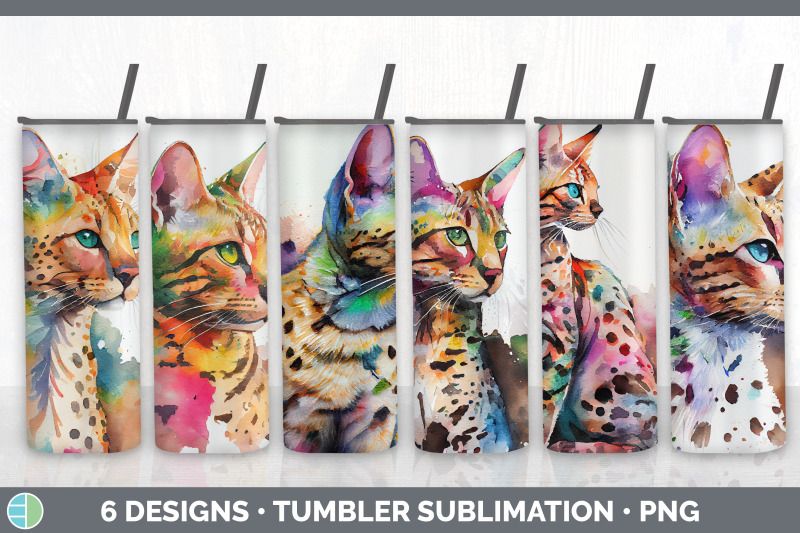 rainbow-savannah-cat-tumbler-sublimation-bundle