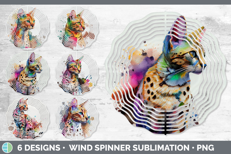 rainbow-savannah-cat-wind-spinner-sublimation-designs-bundle