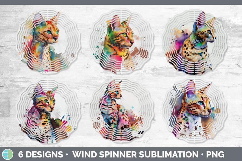 rainbow-savannah-cat-wind-spinner-sublimation-designs-bundle