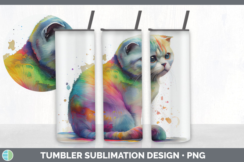 rainbow-scottish-fold-cat-tumbler-sublimation-bundle