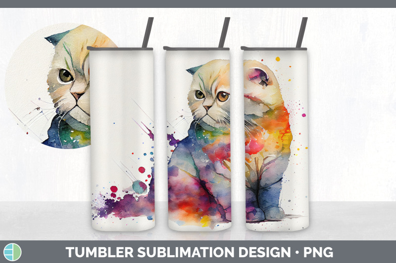 rainbow-scottish-fold-cat-tumbler-sublimation-bundle