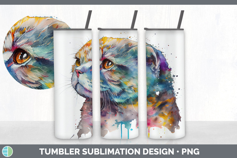 rainbow-scottish-fold-cat-tumbler-sublimation-bundle