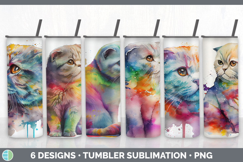 rainbow-scottish-fold-cat-tumbler-sublimation-bundle