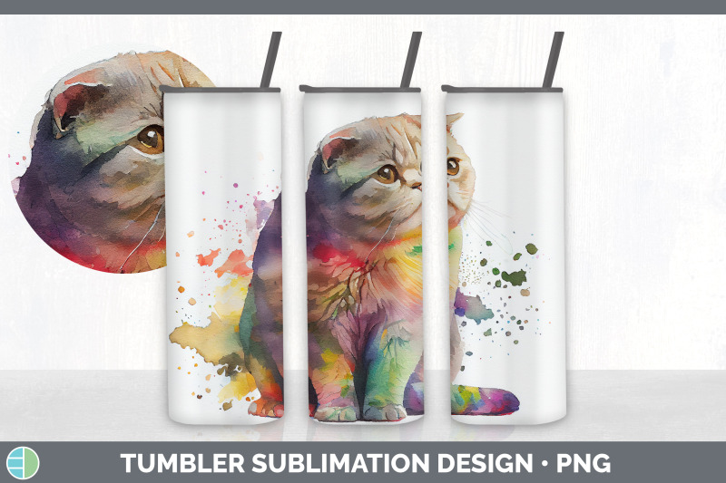 rainbow-scottish-fold-cat-tumbler-sublimation-bundle