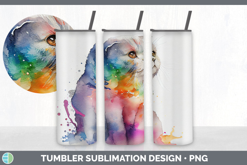 rainbow-scottish-fold-cat-tumbler-sublimation-bundle