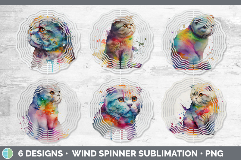 rainbow-scottish-fold-cat-wind-spinner-sublimation-designs-bundle