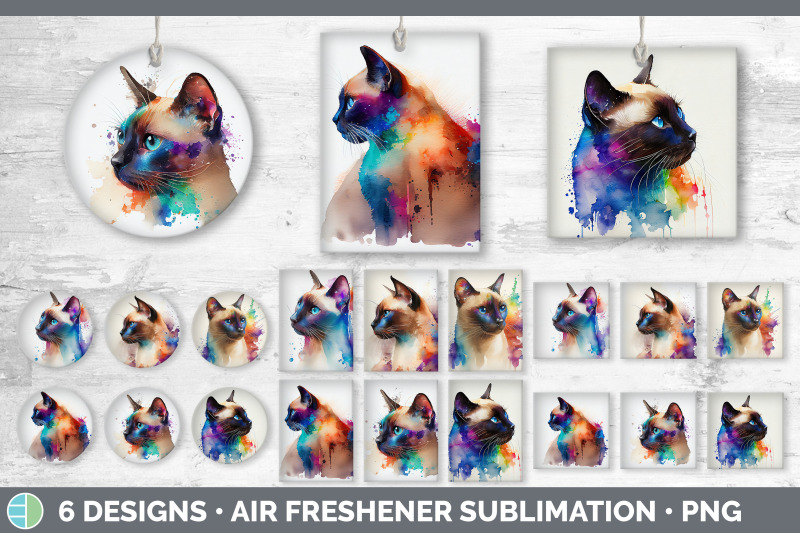 rainbow-siamese-cat-air-freshener-sublimation-designs-bundle