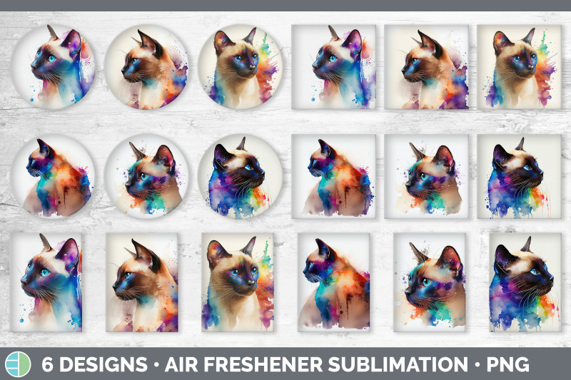 rainbow-siamese-cat-air-freshener-sublimation-designs-bundle