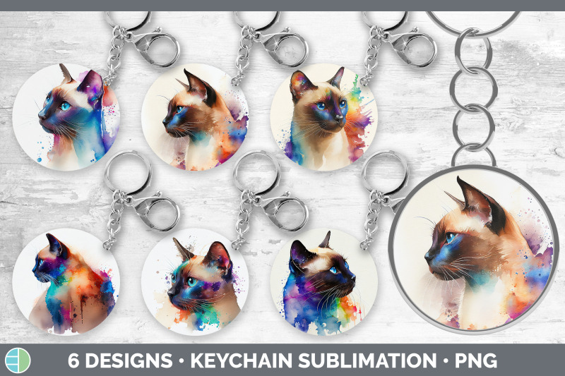 rainbow-siamese-cat-keychain-bundle-keyring-sublimation-designs