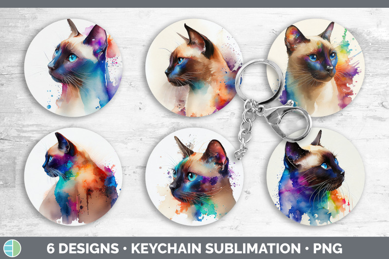 rainbow-siamese-cat-keychain-bundle-keyring-sublimation-designs