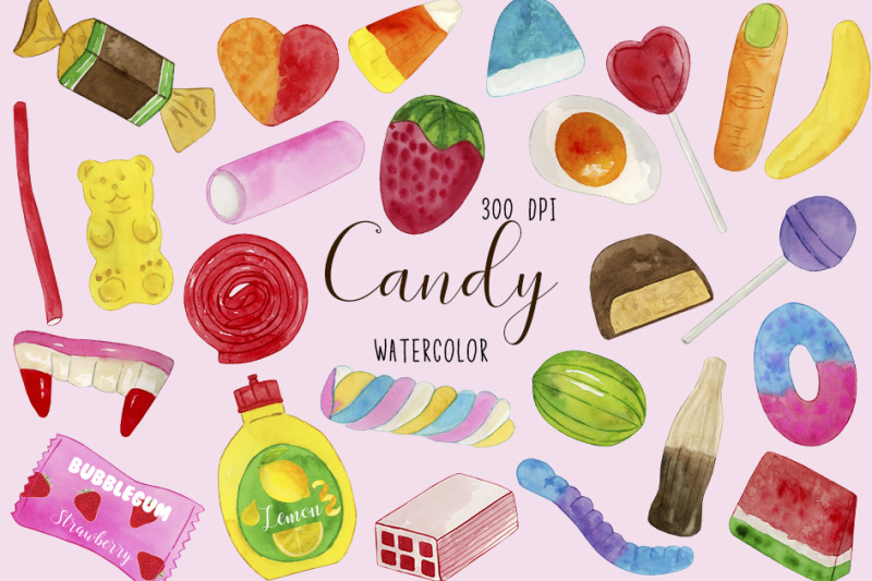 watercolor-candy-clipart-sweets-clipart-gumdrops-clipart-candyland