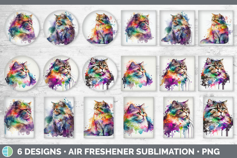 rainbow-siberian-cat-air-freshener-sublimation-designs-bundle