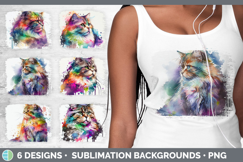 rainbow-siberian-cat-distressed-sublimation-background-panel