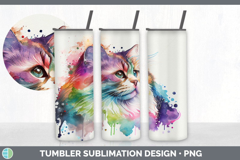 rainbow-siberian-cat-tumbler-sublimation-bundle