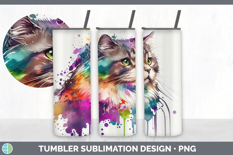 rainbow-siberian-cat-tumbler-sublimation-bundle