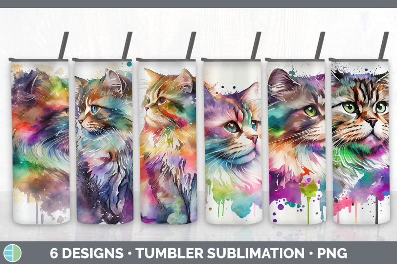 rainbow-siberian-cat-tumbler-sublimation-bundle