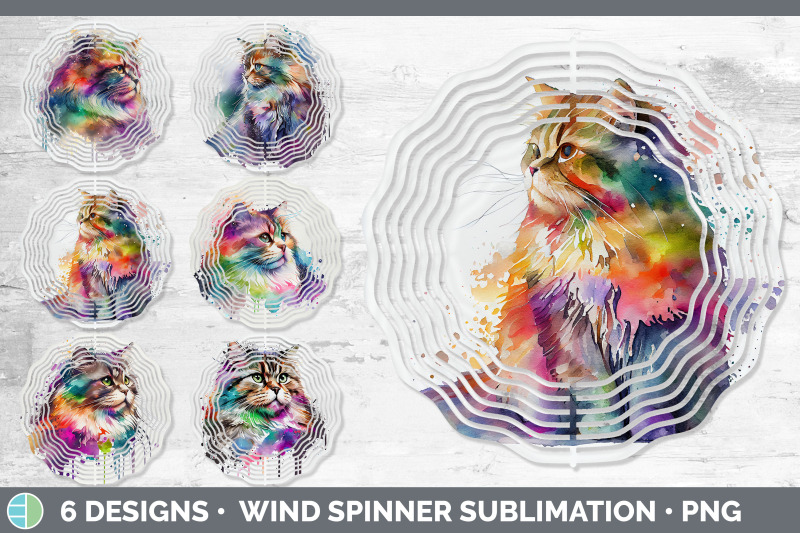 rainbow-siberian-cat-wind-spinner-sublimation-designs-bundle