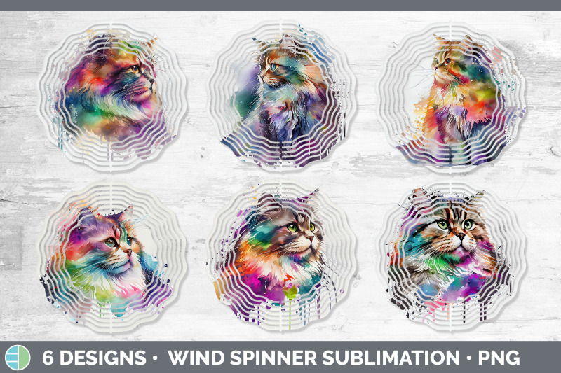 rainbow-siberian-cat-wind-spinner-sublimation-designs-bundle